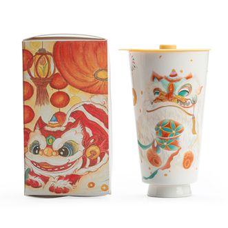 宏裕  朵颐水杯/520毫升 陶瓷水杯彩盒伴手礼 硅胶杯盖办公高颜值水杯