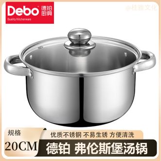 德铂（Debo）  弗伦斯堡汤锅20cm带盖 不锈钢煮汤锅 煲粥炖鸡汤煮面奶锅 不粘汤锅不挑炉灶