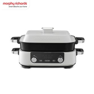 摩飞 /Morphy Richards  多功能料理锅 英伦设计智能菜单触屏操控烤肉涮一体蒸煮炒煎大屏触控煮锅 椰奶白