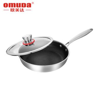 欧美达（OMUDA）  316不锈钢炒锅物理不粘层炒菜煎锅 28cm  JZC28-A