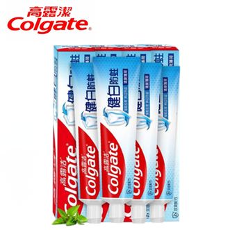 高露洁/Colgate  健白防蛀200g*4支健白防蛀牙膏套装含氟牙膏成人牙膏 清新口气旅行装