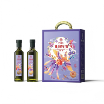 纳福汇  纯正亚麻籽油500ml*2礼盒 物理压榨一级食用油液体黄金【百鸟朝凤-家福】