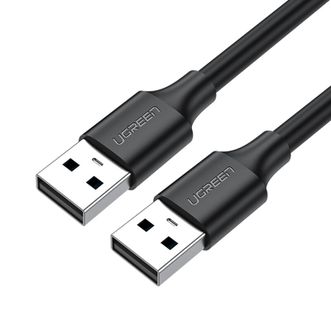 绿联/Ugreen  USB2.0数据线公对公 移动硬盘盒高速传输双公头连接线 2米 黑
