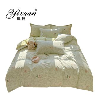 逸轩/yixuan  全棉小清新印花四件套 简约清新纯棉床单款床品 小鹿初晴