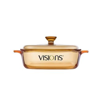 VISIONS  康宁晶彩透明锅方锅1L汤锅琥珀色透明耐高温