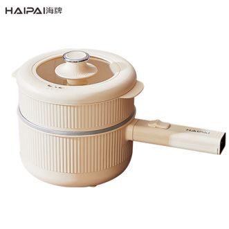 海牌  2L长手柄电煮锅电蒸锅电火锅电炒锅电炖锅料理锅多功能锅 家用宿舍煮面锅泡面锅煮粥煲汤电器蒸蛋器蒸包子蒸馒头蒸饺蒸海鲜蒸玉米电热杯涮锅涮肉锅电热锅炖煮锅多用途锅HP-D720B白色