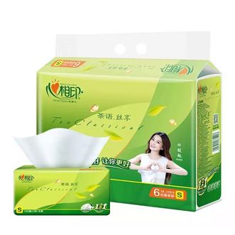 心相印 茶语丝享无香型3层130抽面巾纸*6包纸巾 675147