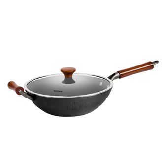 欧美达（OMUDA）  传世老铁锅B款铸铁炒锅炒菜锅健康无涂层不易锈32CM JDC32-B