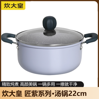 炊大皇（COOKER KING）  家用匠紫系列汤锅22cm 精致炖煮高颜值炖肉煮面一锅多用-匠紫色