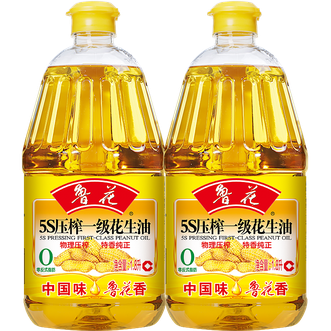 鲁花  5S物理压榨一级花生油1.8L*2瓶组合装