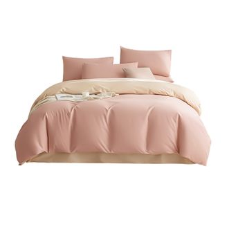 京东京造  意式陶瓷磨毛四件套  60支长绒棉磨毛A类100%纯棉全棉床单被套  珊瑚粉