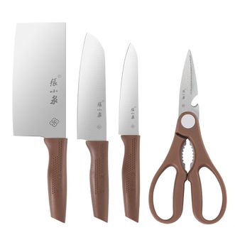 张小泉  不锈钢刀具四件套组合装和煦刀剪菜刀套件D60040100