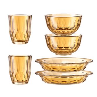 乐扣乐扣（LOCK&amp;LOCK）  透明餐具6件套2个碗+2盘个+2杯子
