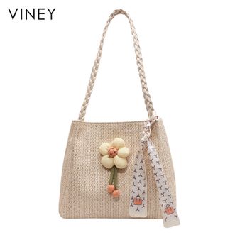 viney  百搭编织包包女包斜挎包大容量托特包轻奢时尚女士单肩包手提包 6874