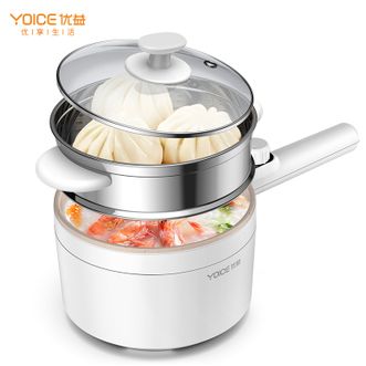 优益/Yoice  多功能电煮锅1L电火锅 电蒸锅电煎锅多功能迷你不粘锅 Y-DZG1002 蒸笼款