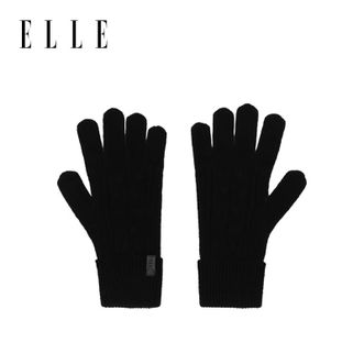 Elle  100%绵羊毛手套 女秋冬季户外保暖时尚针织 分指可触屏 开车 学生（此链接仅是手套）