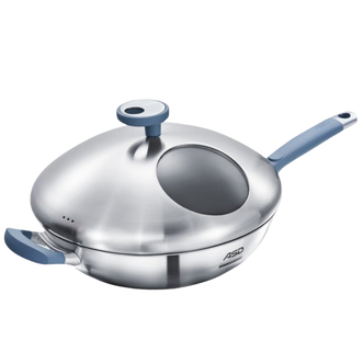 爱仕达（ASD）  炒锅不粘锅无涂层平底 太空舱炒锅 凹凸储油结构 32口径