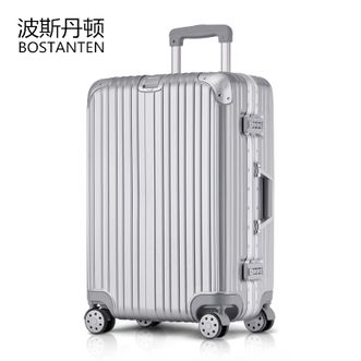 波斯丹顿（BOSTANTEN）26寸拉杆箱耐磨抗摔行李箱万向轮旅行箱密码箱 银色铝框款BJ9204030