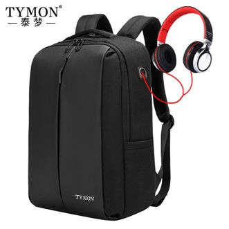泰梦/TYMON  双肩包男士电脑包商务出差旅行包休闲双肩包浅夏阳光TM-10060黑色可装15.6英寸笔记本