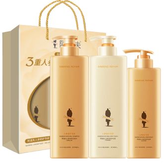 阿道夫  洗护沐组合三件套500ml+护发素300m+沐浴露500ml 人参自然洗发水