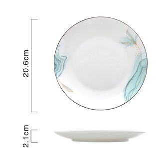 Homy  骨瓷餐具 洛丽塔 8英寸浅盘 2件装  2024年  夏季  新款  骨瓷餐具  骨瓷凉菜盘