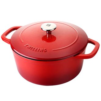 双立人（ZWILLING）  铸铁锅 24厘米红色（礼盒包装）