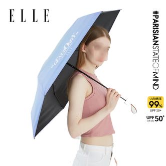 Elle  防晒黑胶太阳伞 UPF50+ 防紫外线遮阳 复古简约五折轻便折叠两用晴雨伞