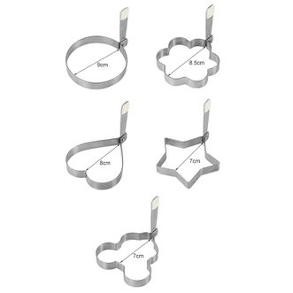 WUC  煎蛋模具304不锈钢煎蛋器5件套（心+圆+星+花+熊）