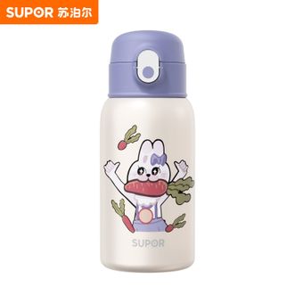 苏泊尔（SUPOR）  600mL大容量儿童保温杯 316L不锈钢保温水杯 学生儿童上学用保温水壶 带吸管便携水杯可爱水壶 KC60-KQ20 冠军兔兔