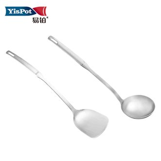 易铂 品沃铲勺两件套不锈钢家用汤勺+锅铲组合 YP8080 易铂 品沃铲勺两件套不锈钢家用汤勺+锅铲组合 YP8080