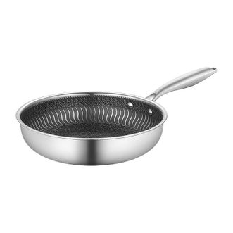 德铂（Debo）  蜂窝纹路煎锅  口径约28cm  平底锅不锈钢煎牛排