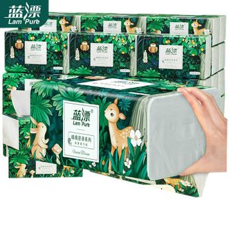 蓝漂  【16包加厚5层】绿境抽纸家用抽纸大包90抽原生木浆白色面巾纸卫生纸