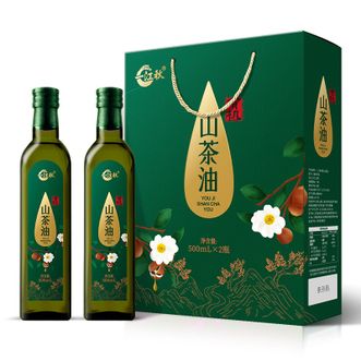 一江秋有机山茶油500ML*2瓶装有机油茶籽油压榨一级食用油