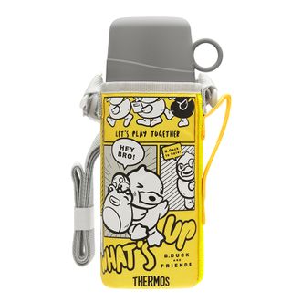 膳魔师（THERMOS）  儿童保温杯小学生不锈钢斜跨杯套双盖吸管保温水壶FFG-603