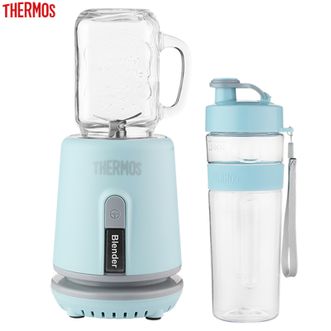 膳魔师（THERMOS）  600ml+400ml双杯料理机果汁机榨汁杯果汁杯便携式榨汁机随行杯 智能电器搅拌机料理机水果杯辅食机EHA-2264A-BA蓝色