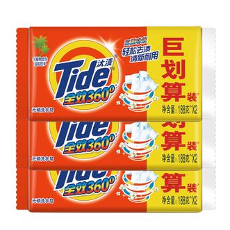 汰渍  三重功效洗衣皂  温和去渍洗衣肥皂  188g*2块*3组  柠檬  包装随机发