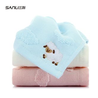 三利 纯棉素色毛巾3条装 卡通毛巾 25×50cm 儿童洗脸面巾 三色混搭 7072-3T
