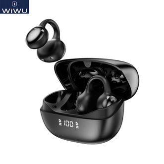 WiWU  蓝牙耳机AI302【亮黑色】 灵动系列OWS夹耳式AI实时翻译智能数显