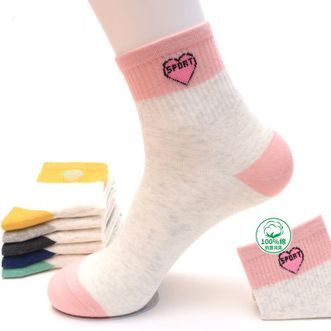 浪莎   休闲女棉袜6双装混色