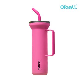 Oball  保温杯 女生 高颜值 新款 巨无霸冰霸杯大容量吸管保温杯 316不锈钢内胆 网红大号水杯 草莓粉 1000ml