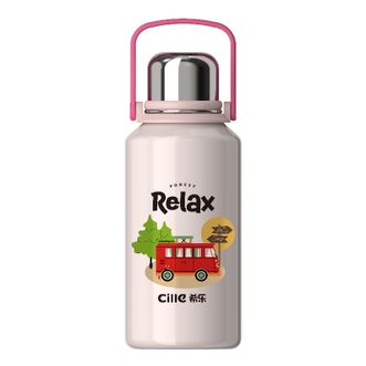 cille  露营家族900ml大容量保温水壶不锈钢热水瓶茶水分离杯户外露营旅行便携水杯陶瓷覆层/带茶隔XB-24156-900粉色