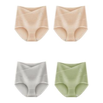 怀梦时光  高腰收腹内裤女士纯棉抗菌裆全棉提臀强力收小肚子大码无痕翘臀裤 肤色+肤色+银灰+果绿