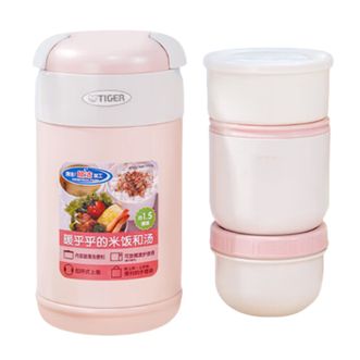 虎牌（TIGER）   保温饭盒 原装进口便当盒不锈钢高性能菜汤盒 LWR-A092-PG粉色 920ml