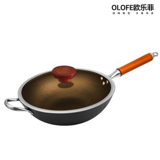 欧乐菲/OLOFE  章铁匠系列 新贵 球墨铸铁 炒锅 32CM 家用炒锅  无涂层不粘炒锅 OLOT-32QA1