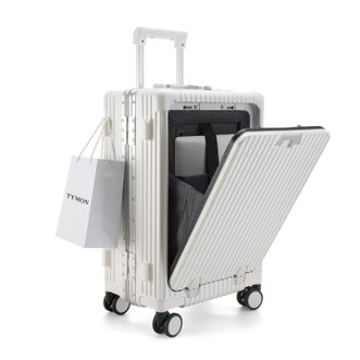 TYMON  前开盖多功能铝框拉杆箱  20寸静音万向轮旅行箱TSA海关锁行李箱
