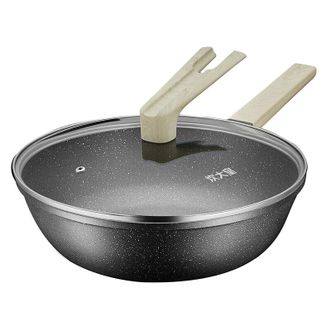 炊大皇（COOKER KING）  麦饭石色不粘炒锅30cm厚底薄壁少油烟家用中式炒菜锅