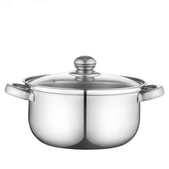 Debo  弗伦斯堡 汤锅不锈钢电磁炉明火通用汤锅可视锅盖 20cm DEP-179