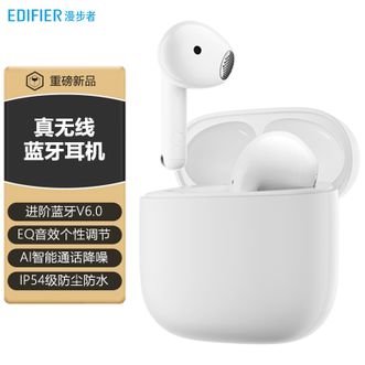 漫步者  真无线蓝牙耳机进阶蓝牙V6.0同声传译AI智能通话降噪长效续航 雾白