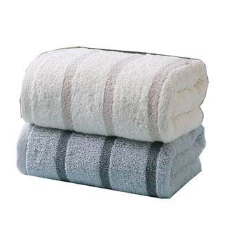 金号  毛巾2条装纯棉全棉100%棉提缎方格毛巾双条礼盒装面巾洗脸巾擦脸巾两条装 灰+棕 LYGA1058