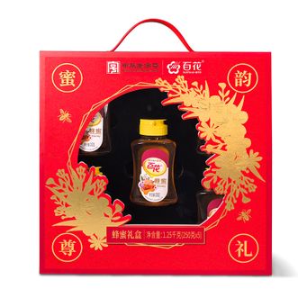 百花  蜂蜜250g*5瓶礼盒装  蜜韵尊礼红色蜂蜜礼盒